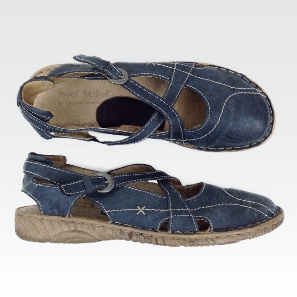 Josef Seibel | 42 | Blue Leather Boho Mary Janes